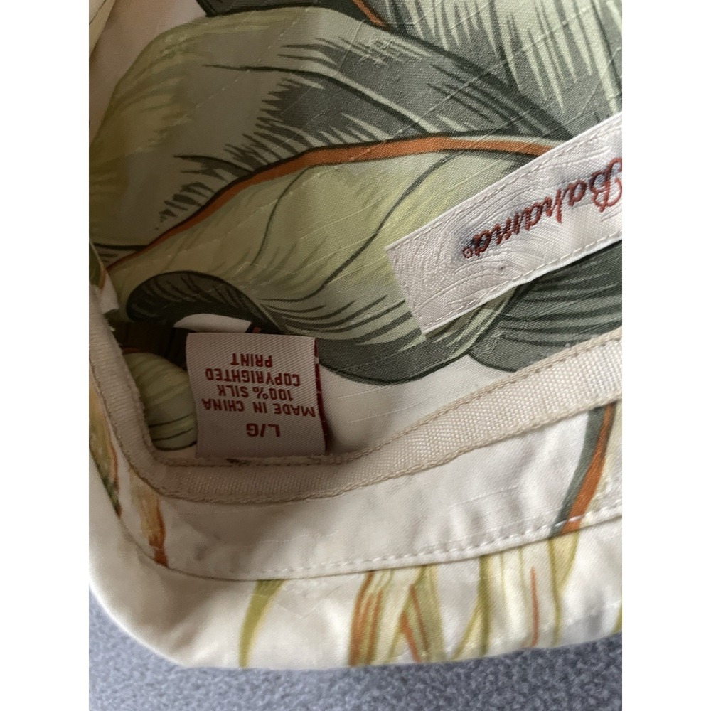 Tommy Bahama Shirt Mens XL Beige Silk Palm Leaf Print Camp Button Up Casual - Picture 5 of 9